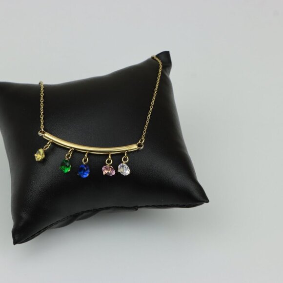 "Colorful Stone Drop Bar Pendant Necklace, XPNL0307 - Picture 9 of 13